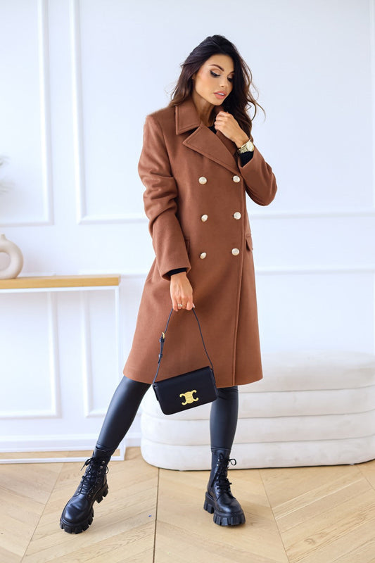 Classic Double-Breasted Longline Woolen Coat