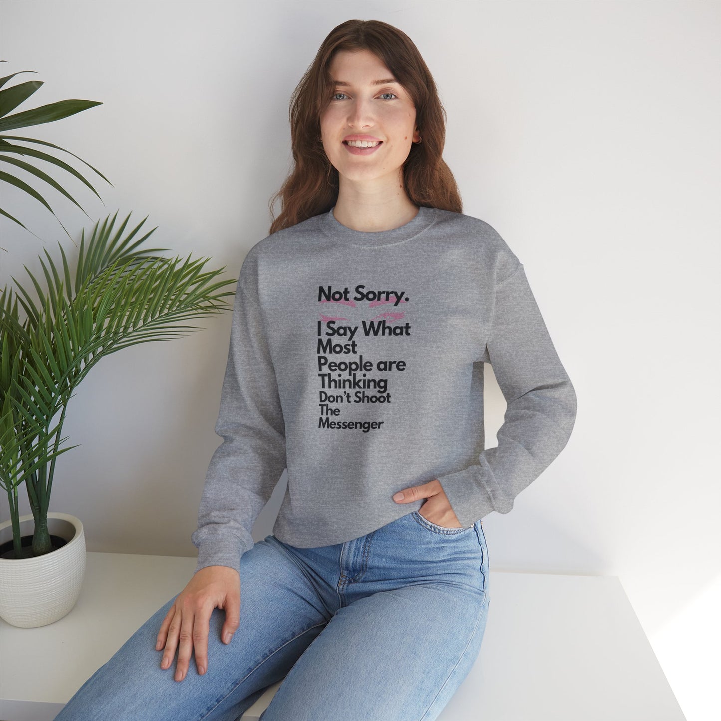 Not Sorry Heavy Blend Sweatshirt Black Letters