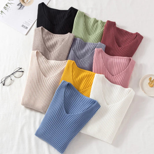 The Classic V-Neck Fine-Knit Sweater
