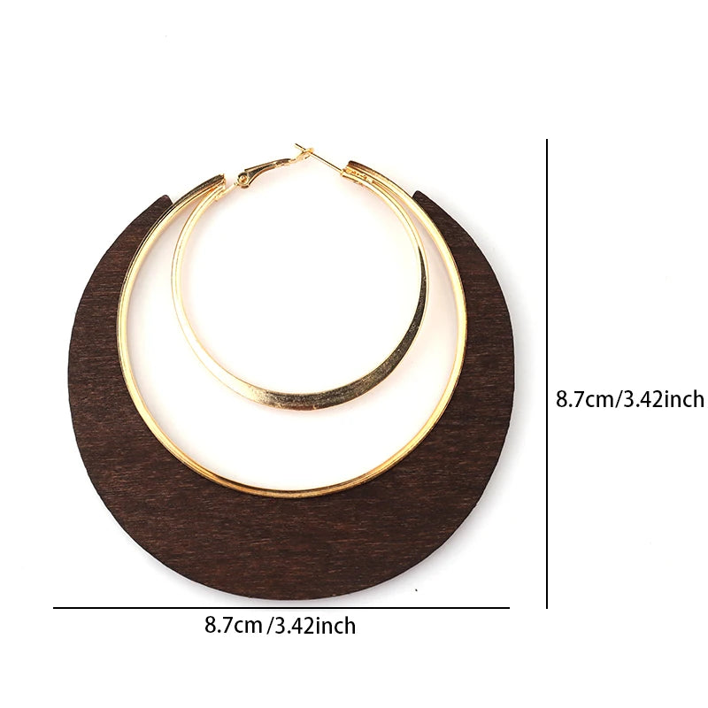 Vintage Boho Wooden Drop Earrings