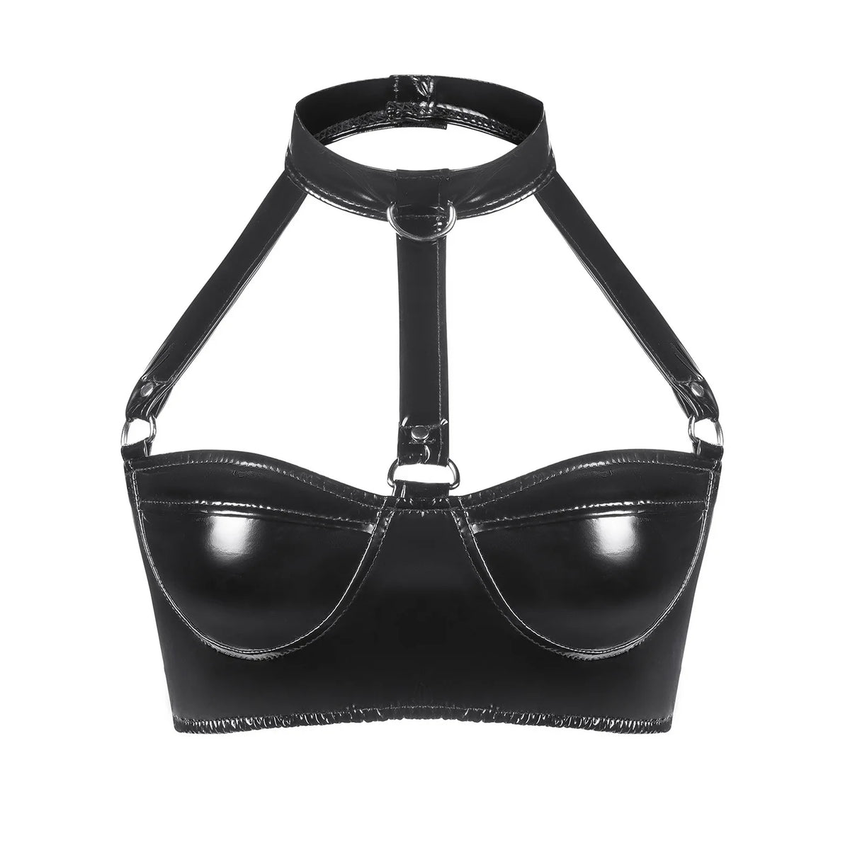 The Glossy Faux Latex Halter Bralette
