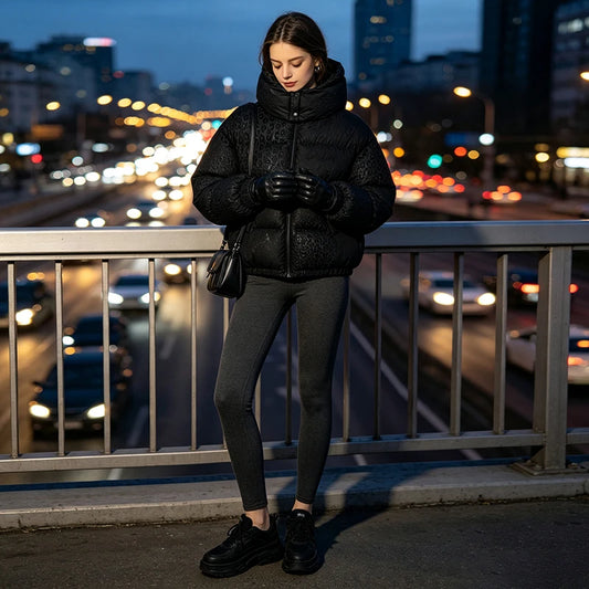 ater-Reactive Leopard Pattern Padded Winter Commuter Jacket