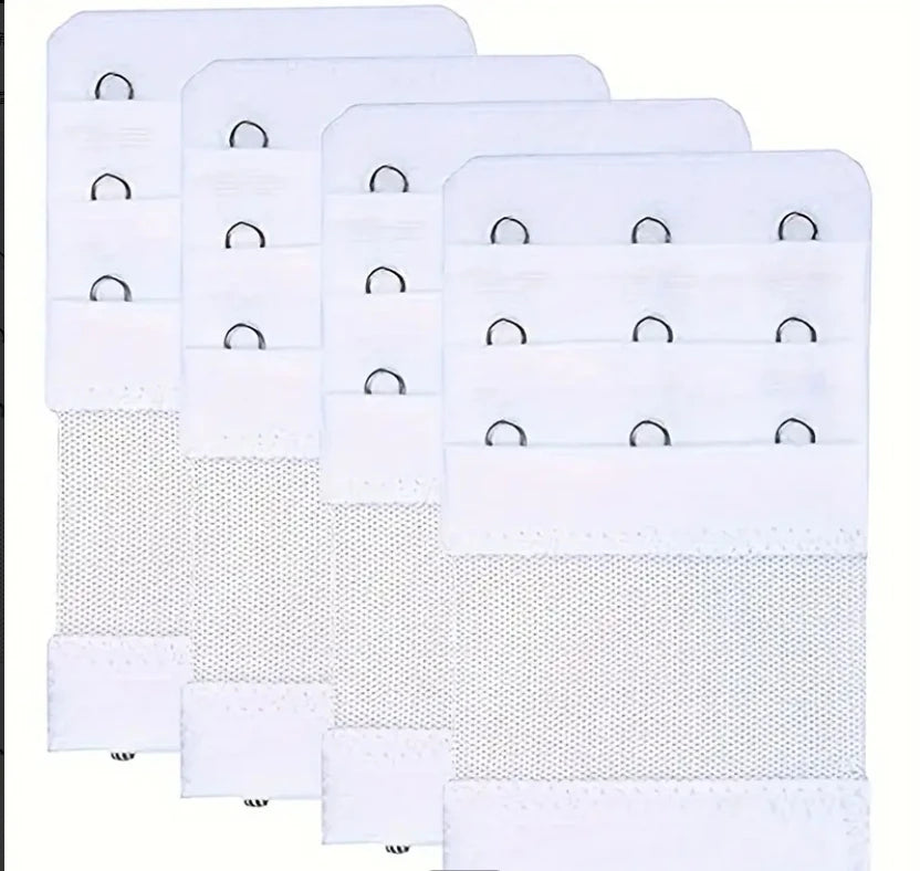 4-Pack 3-Hook Elastic Bra Strap Extenders