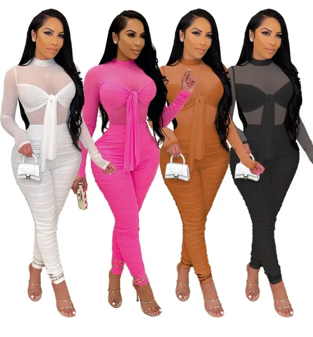 Sultry Long Sleeve Scrunch Jumpsuit - myfiercefirefashions
