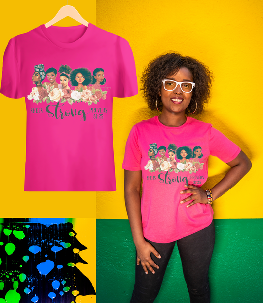 She is Strong Tee Shirt - myfiercefirefashions