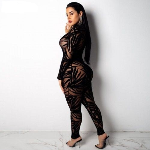 Bamboo Leaf Sheer Jumpsuit - myfiercefirefashions