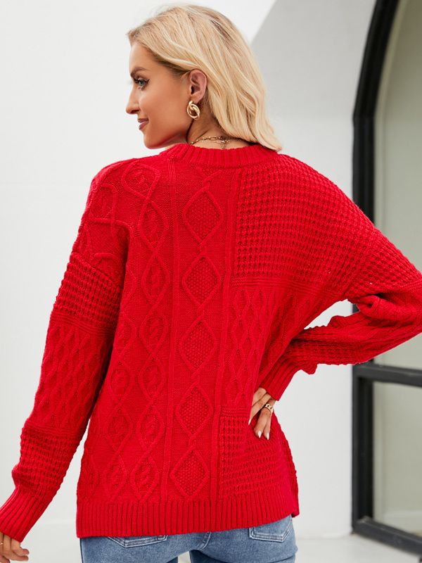 Classic Cable-Knit Crewneck Pullover Sweater
