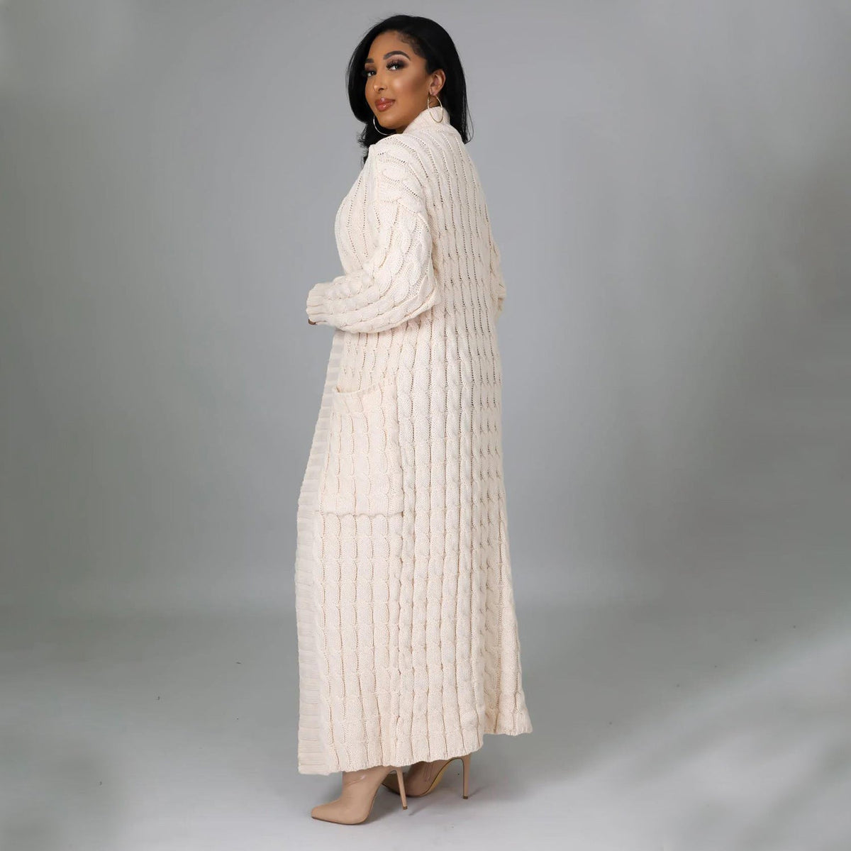 Floor-Length Maxi Duster Knit Sweater Coat