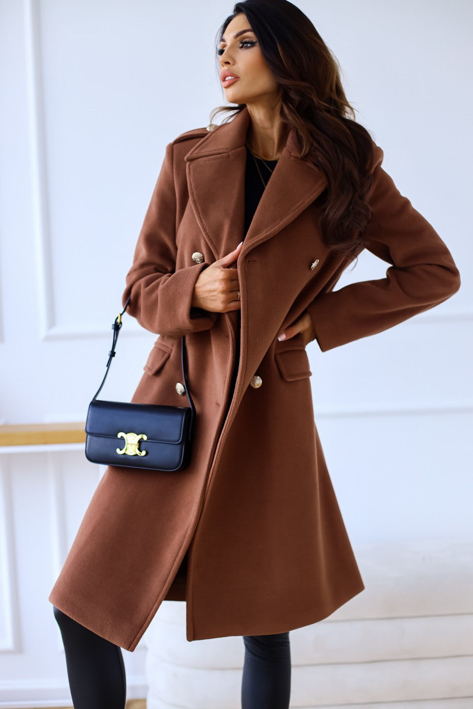 Classic Double-Breasted Longline Woolen Coat