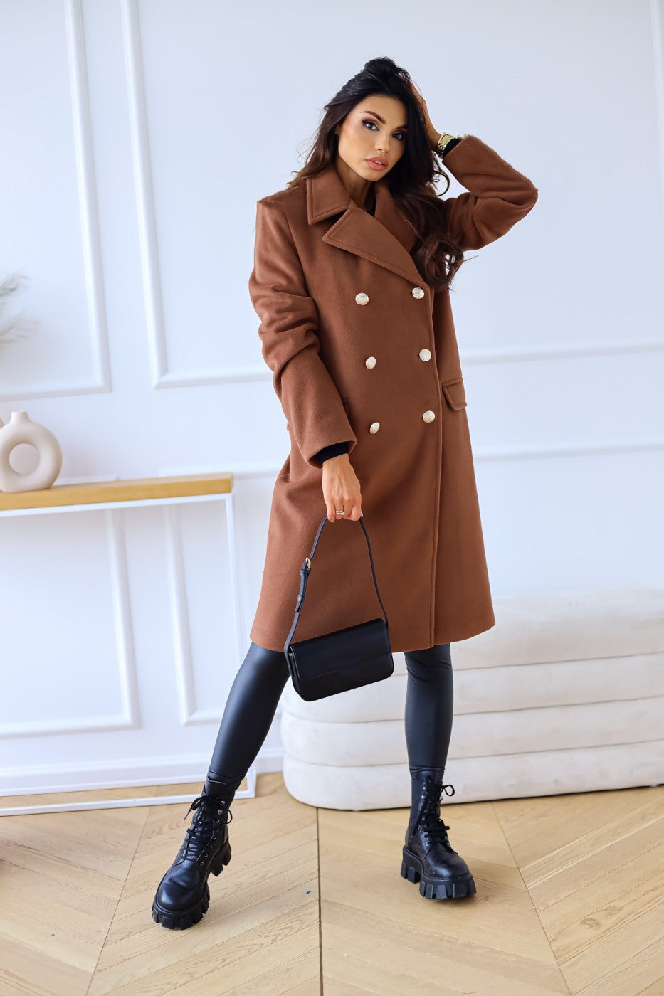 Classic Double-Breasted Longline Woolen Coat