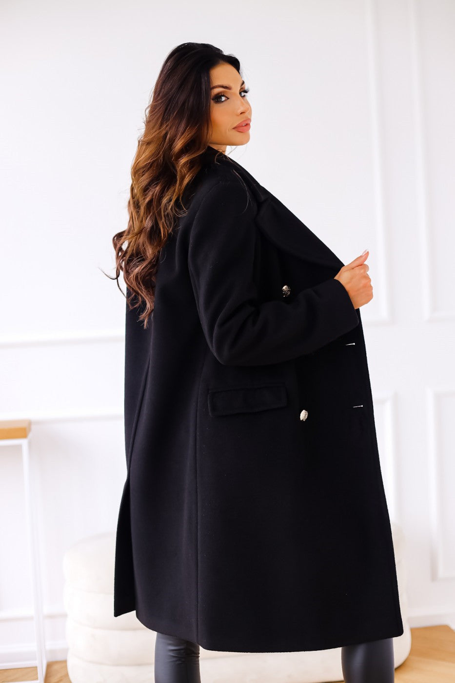 Classic Double-Breasted Longline Woolen Coat