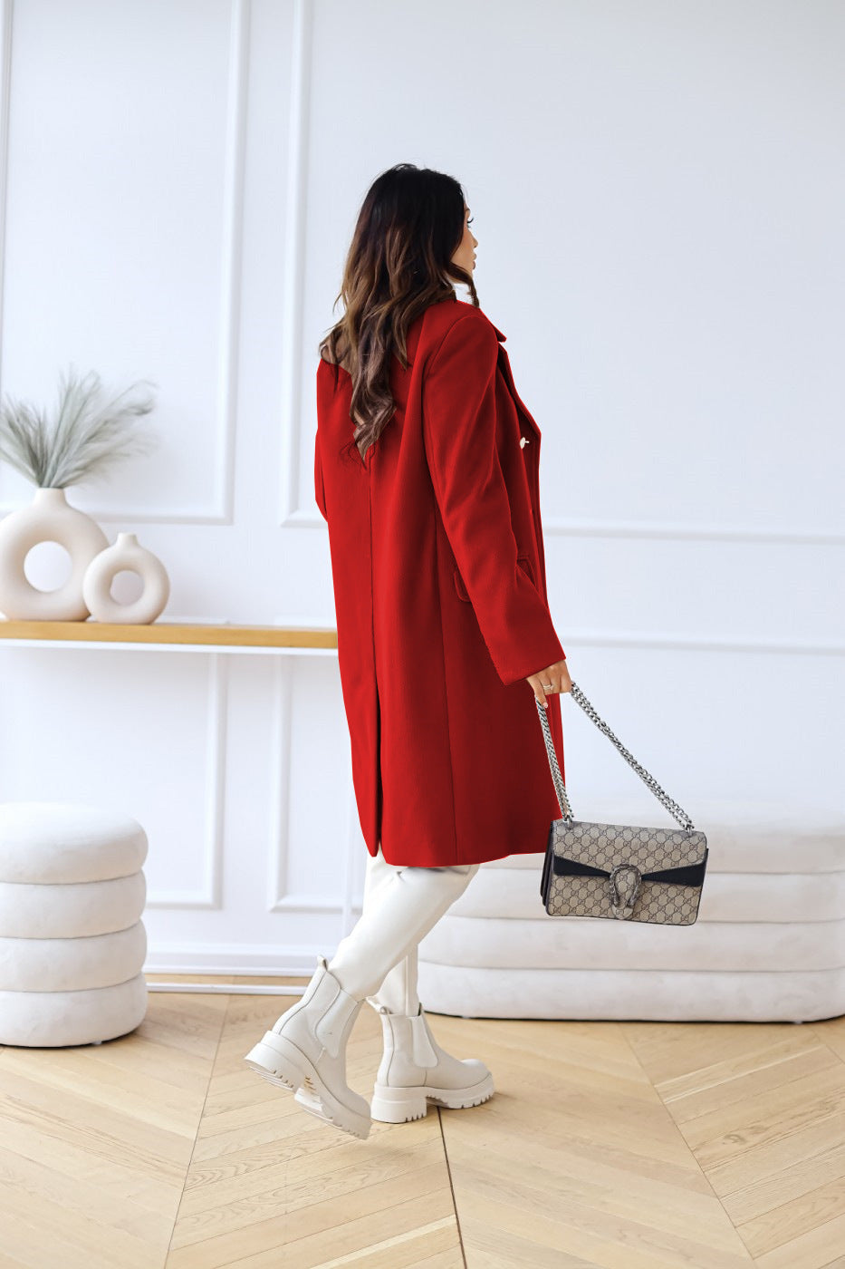 Classic Double-Breasted Longline Woolen Coat
