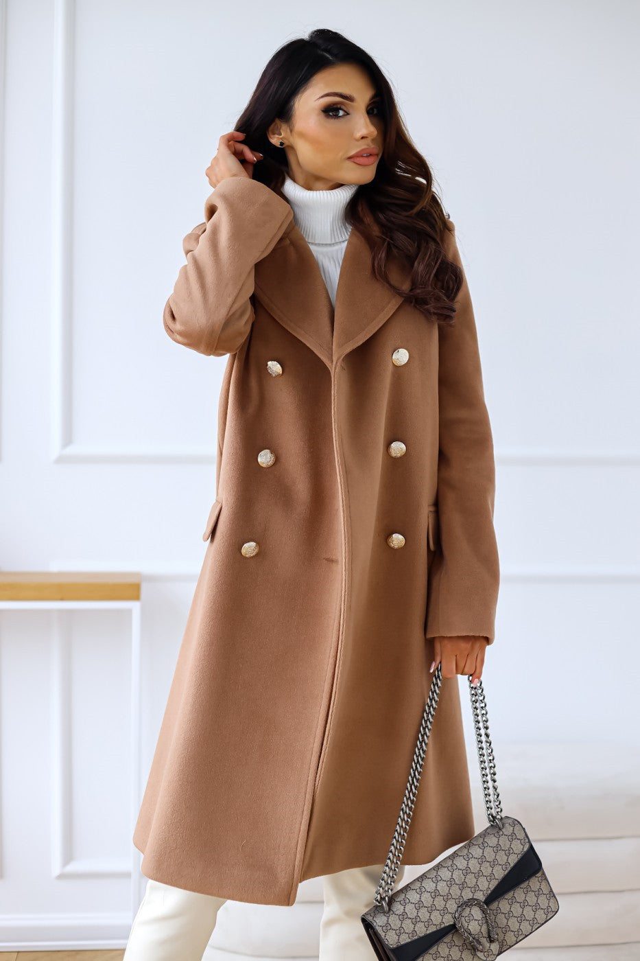 Classic Double-Breasted Longline Woolen Coat