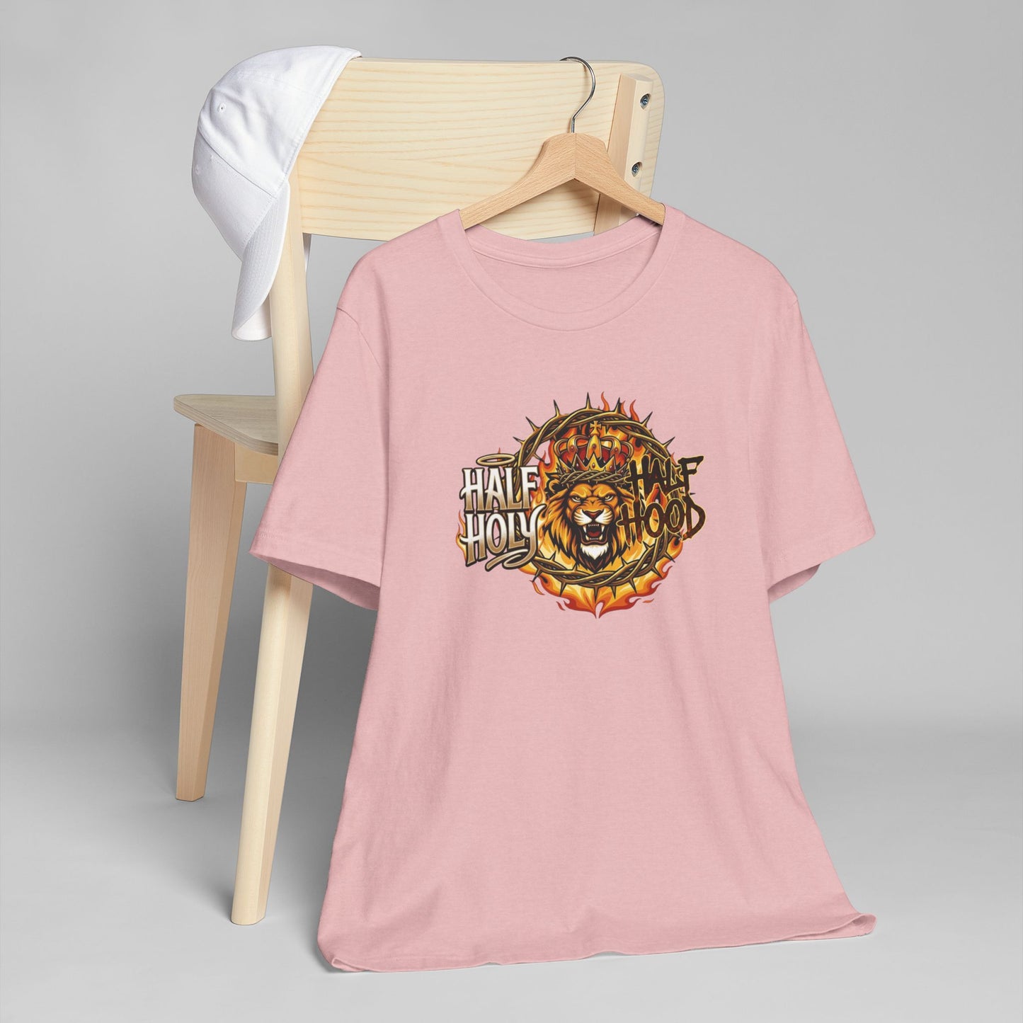 Half Holy & Half Hood Lion Graphic T-Shirt — Faith-Inspired Urban Christian Tee