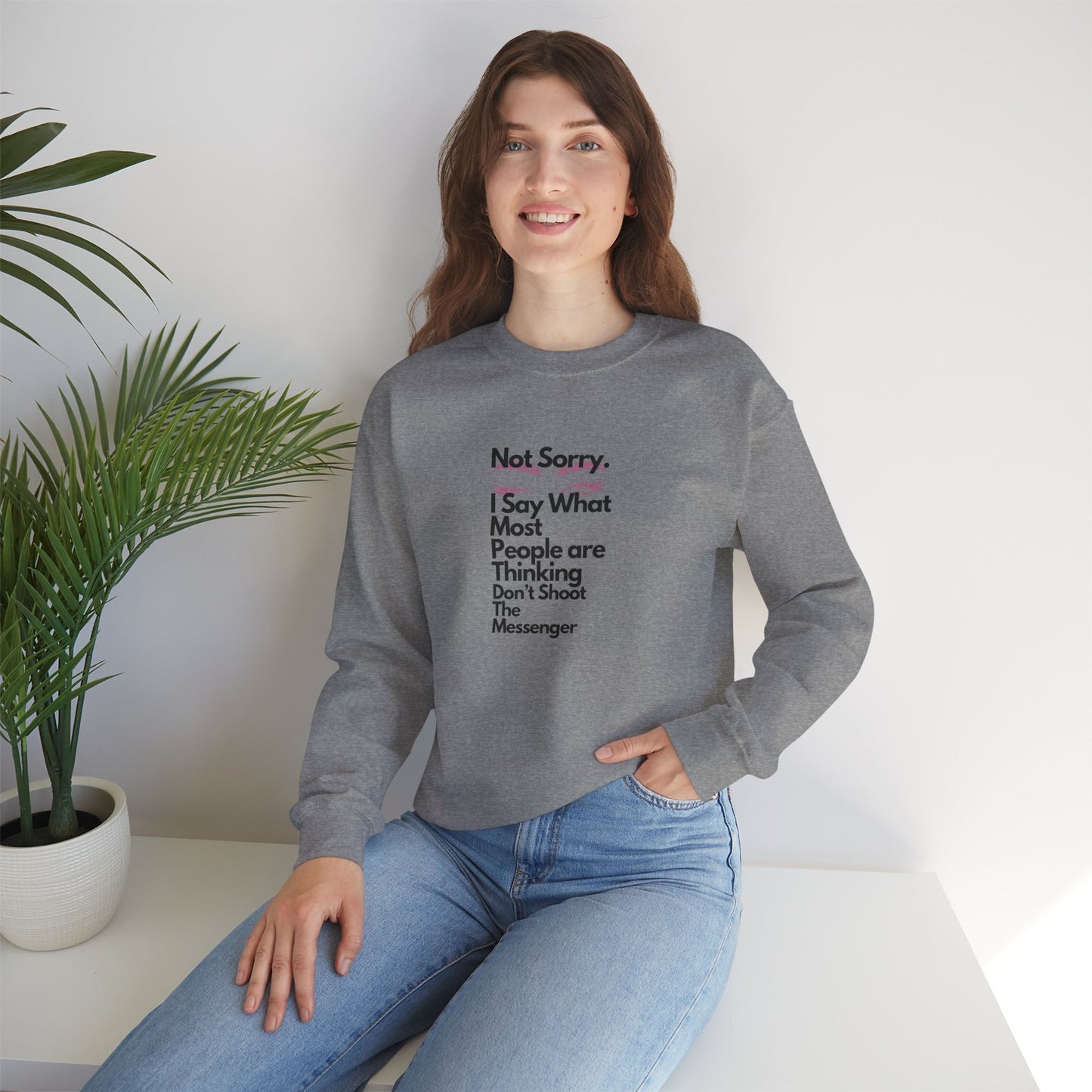 Not Sorry Heavy Blend Sweatshirt Black Letters
