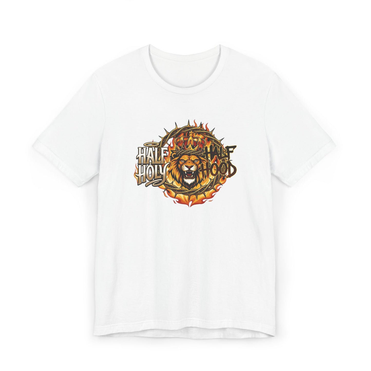 Half Holy & Half Hood Lion Graphic T-Shirt — Faith-Inspired Urban Christian Tee