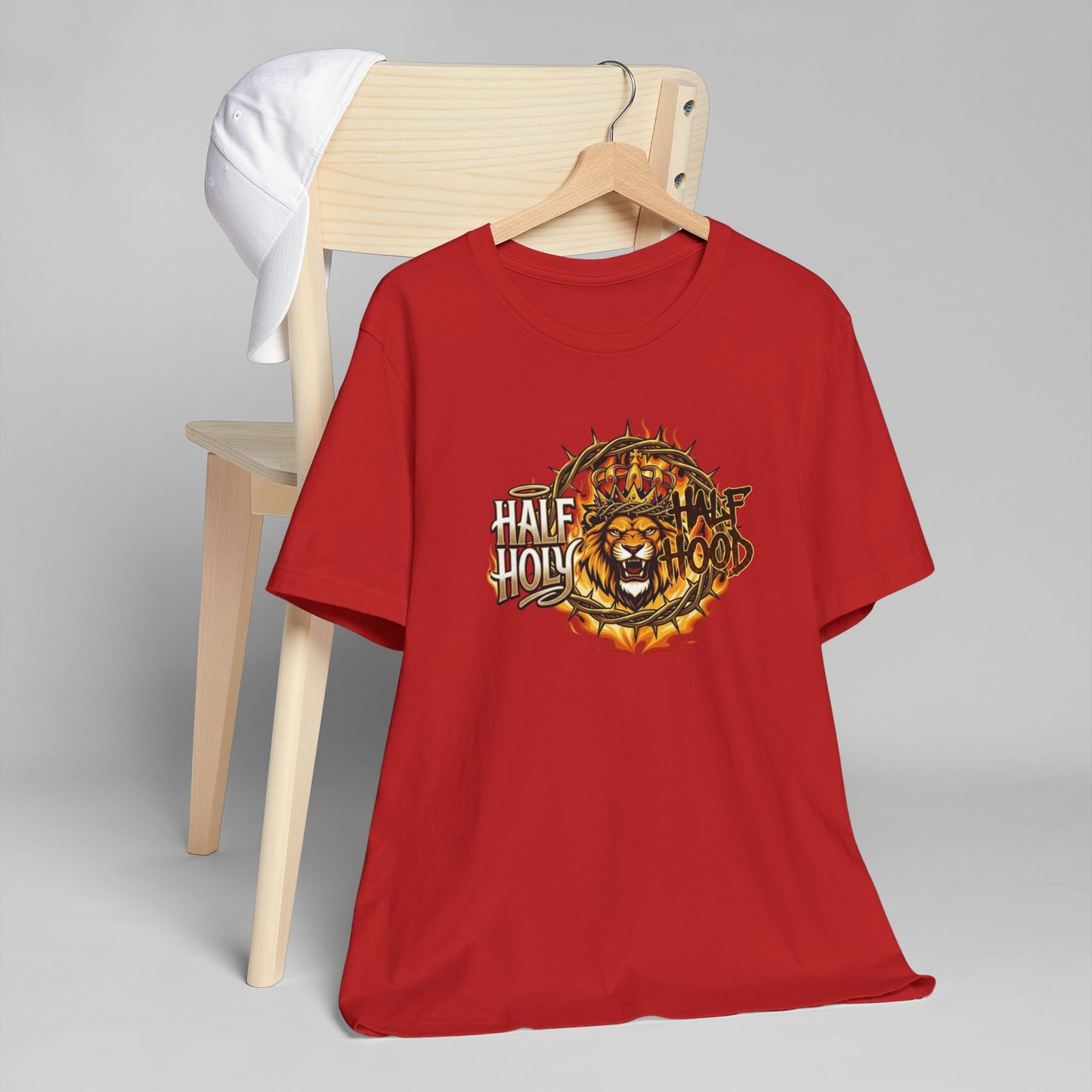 Half Holy & Half Hood Lion Graphic T-Shirt — Faith-Inspired Urban Christian Tee