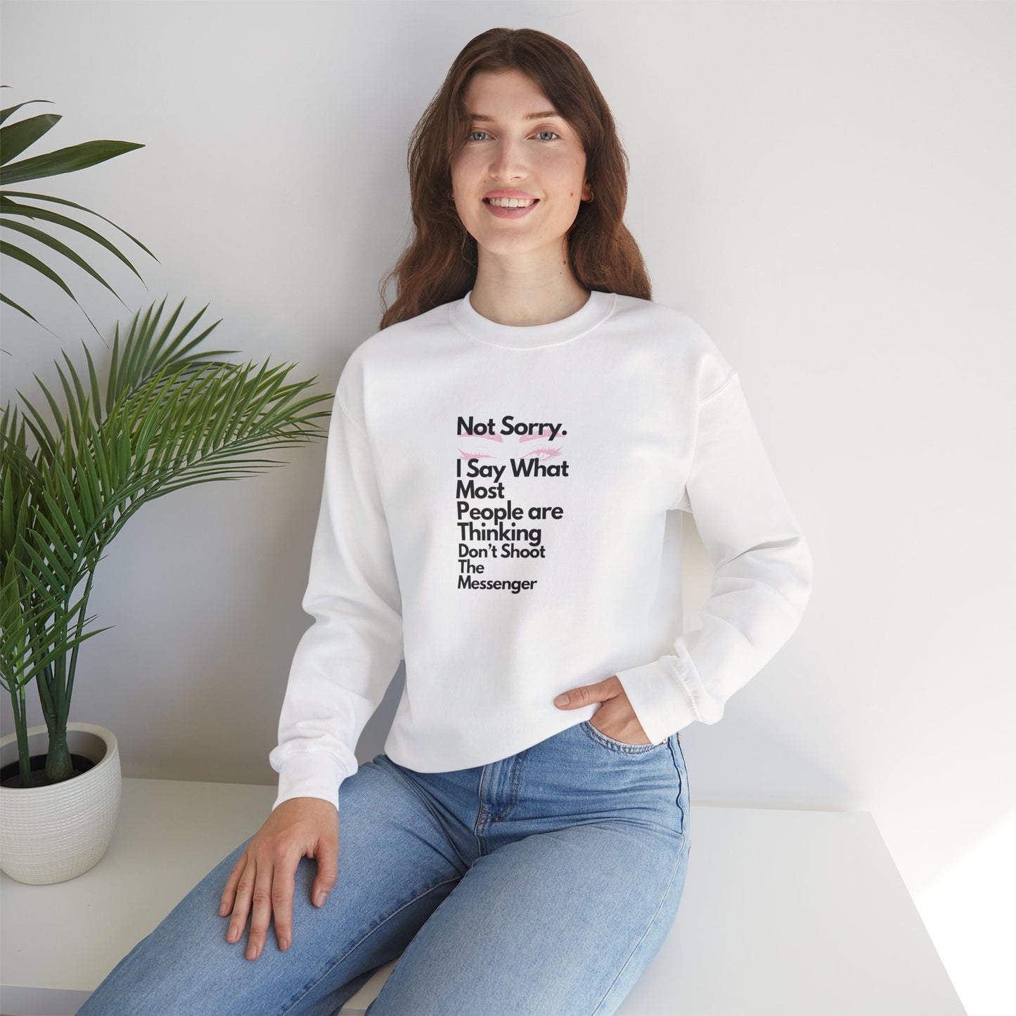 Not Sorry Heavy Blend Sweatshirt Black Letters
