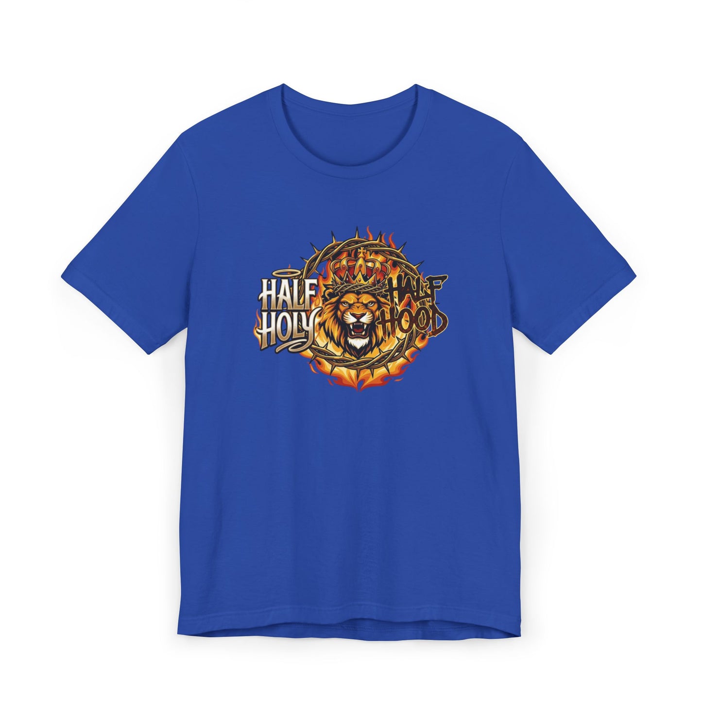 Half Holy & Half Hood Lion Graphic T-Shirt — Faith-Inspired Urban Christian Tee