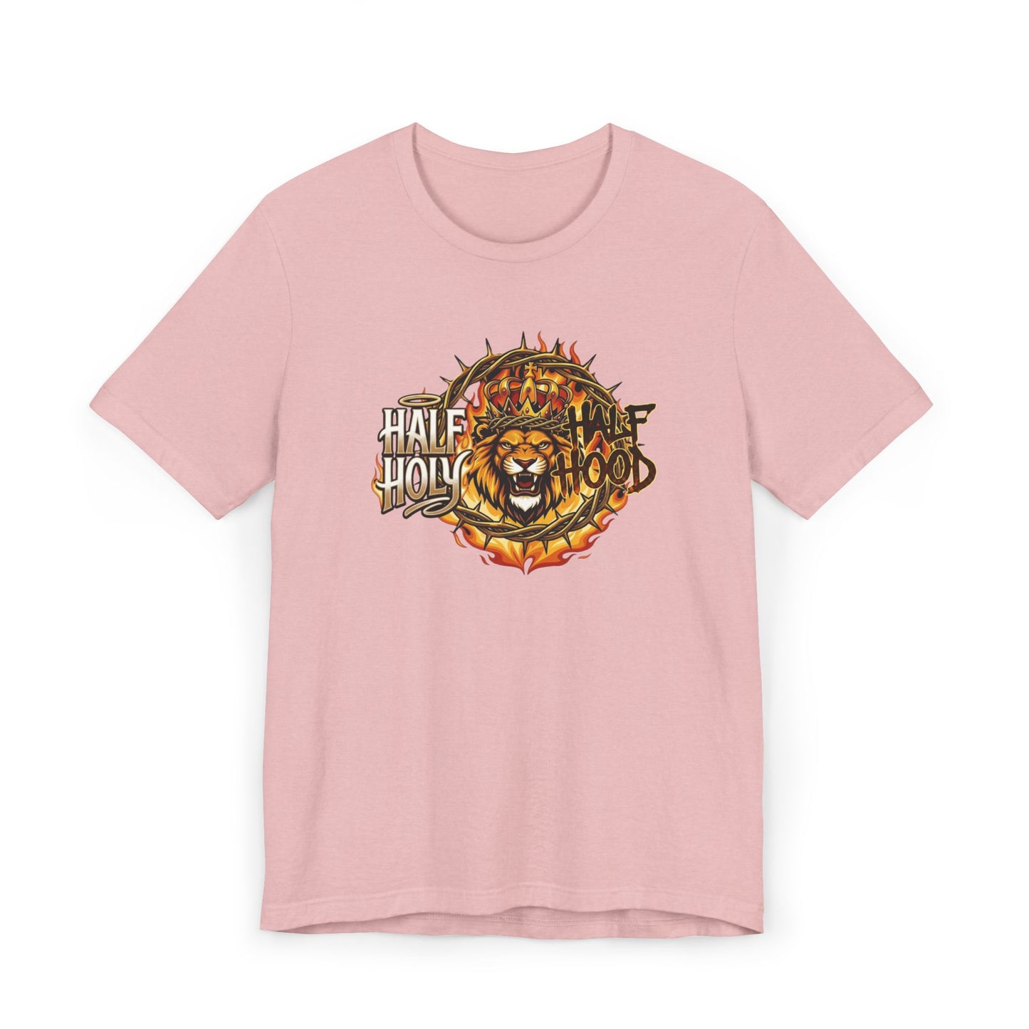 Half Holy & Half Hood Lion Graphic T-Shirt — Faith-Inspired Urban Christian Tee