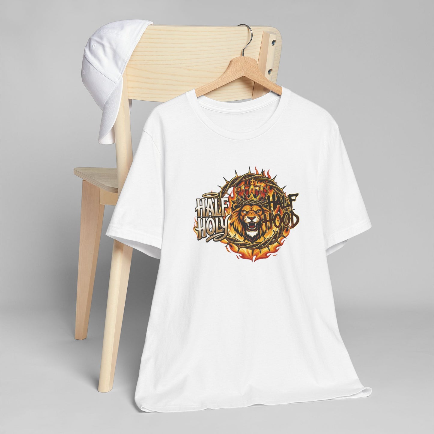 Half Holy & Half Hood Lion Graphic T-Shirt — Faith-Inspired Urban Christian Tee
