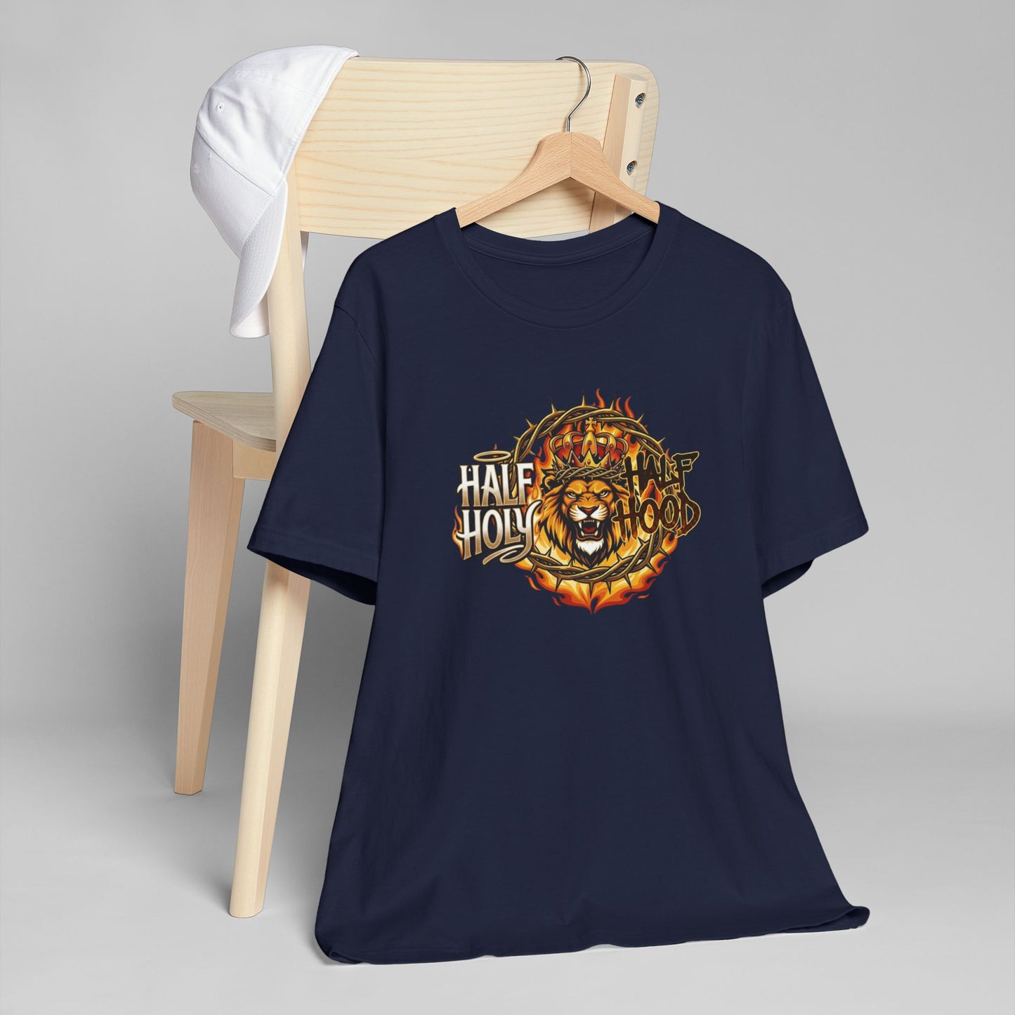 Half Holy & Half Hood Lion Graphic T-Shirt — Faith-Inspired Urban Christian Tee