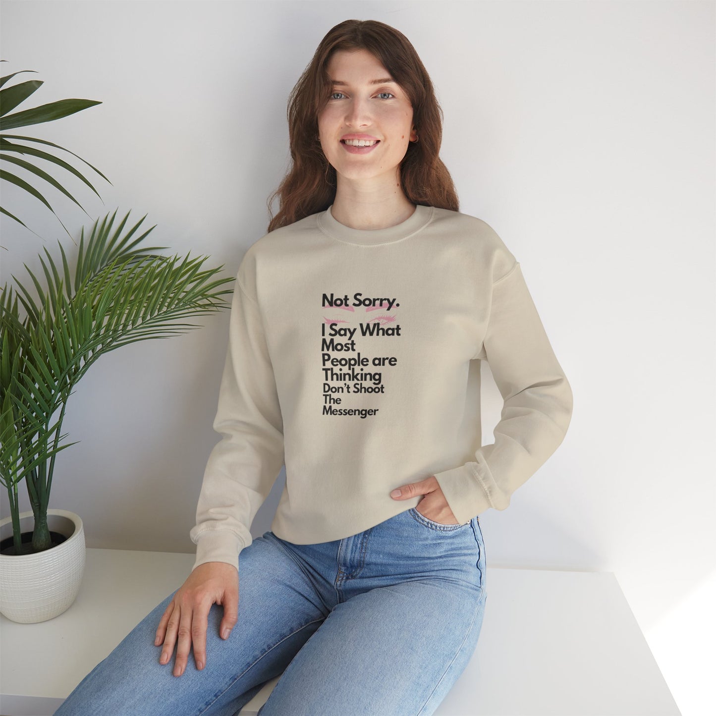 Not Sorry Heavy Blend Sweatshirt Black Letters