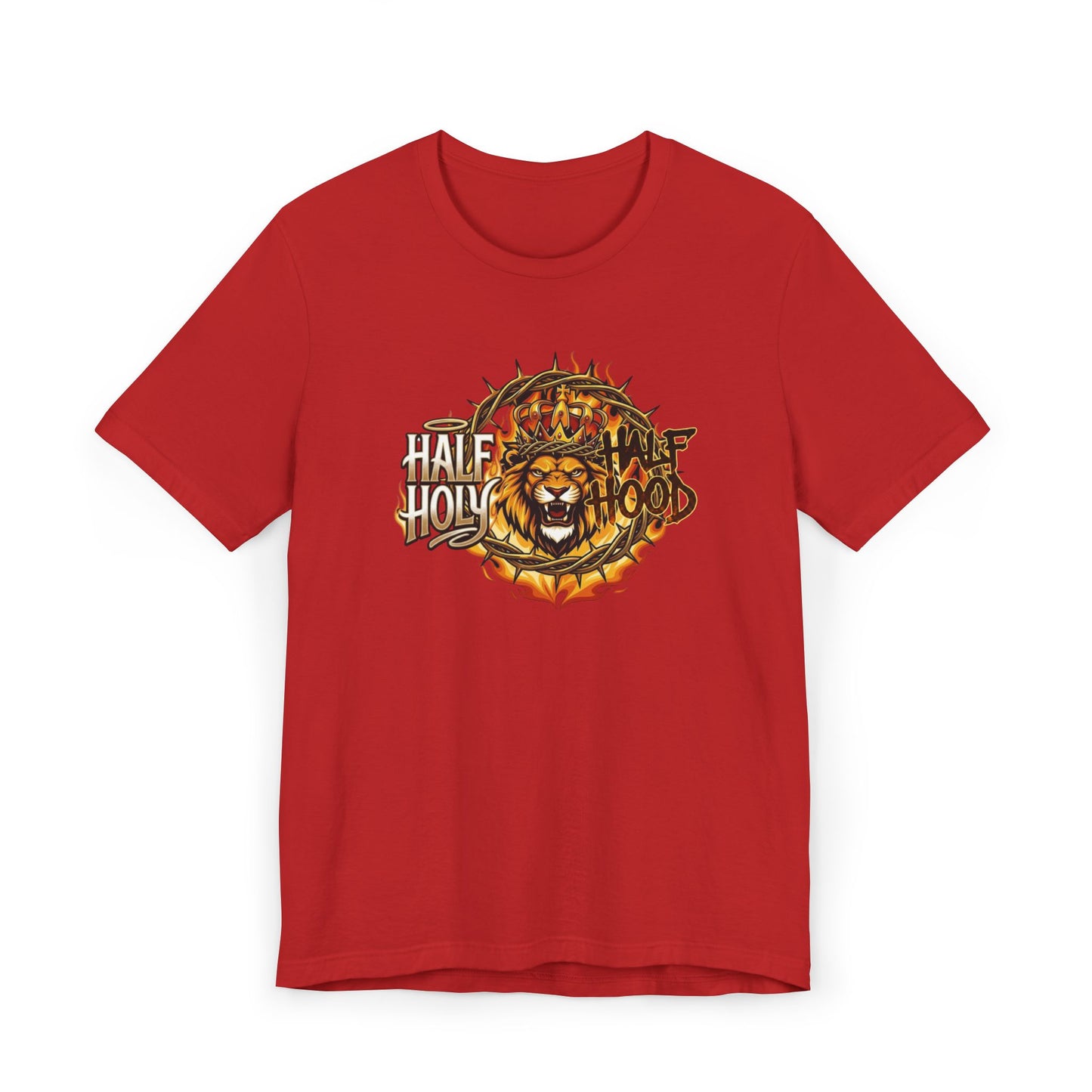 Half Holy & Half Hood Lion Graphic T-Shirt — Faith-Inspired Urban Christian Tee
