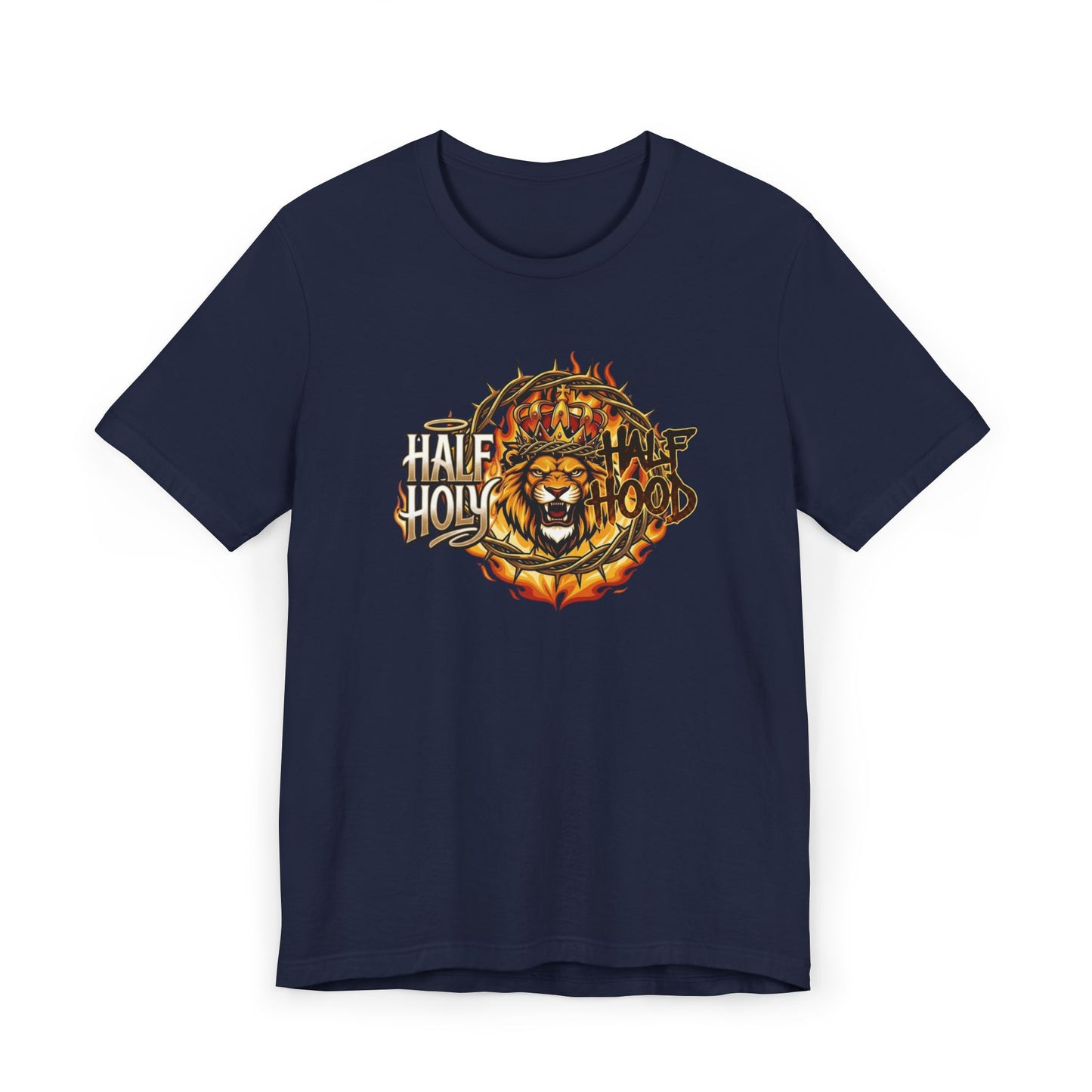 Half Holy & Half Hood Lion Graphic T-Shirt — Faith-Inspired Urban Christian Tee