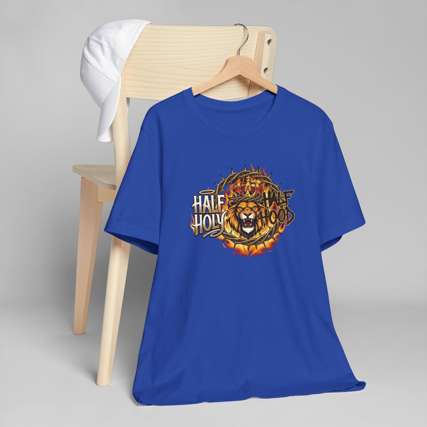 Half Holy & Half Hood Lion Graphic T-Shirt — Faith-Inspired Urban Christian Tee