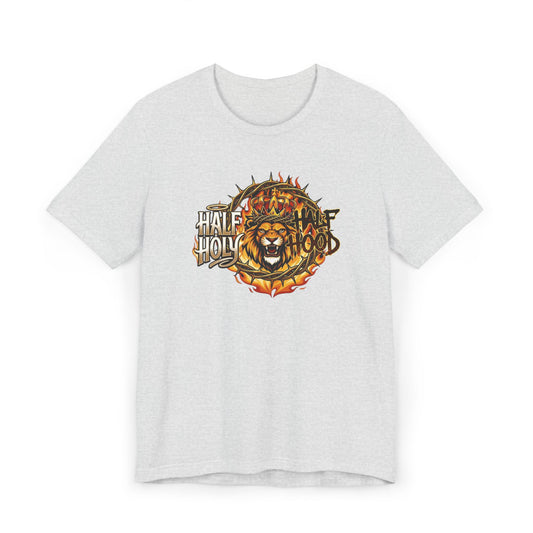 Half Holy & Half Hood Lion Graphic T-Shirt — Faith-Inspired Urban Christian Tee
