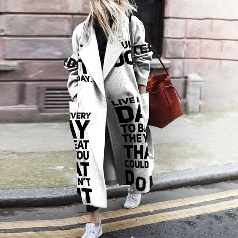Vibrant Patchwork Print Button-Down Long Cardigan Coat