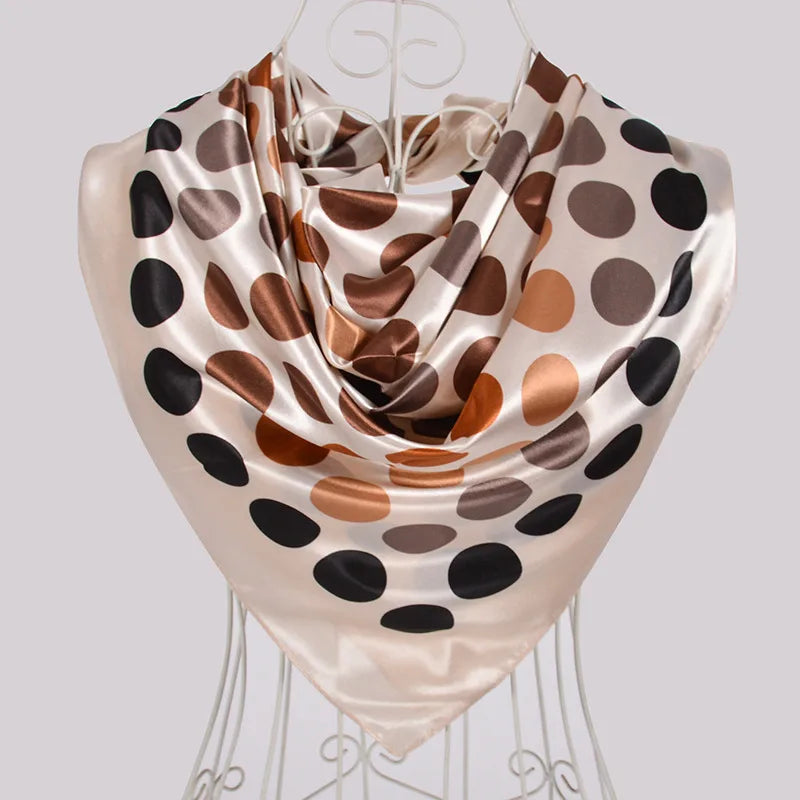 Coffee Red Rose Print Satin Square Scarf