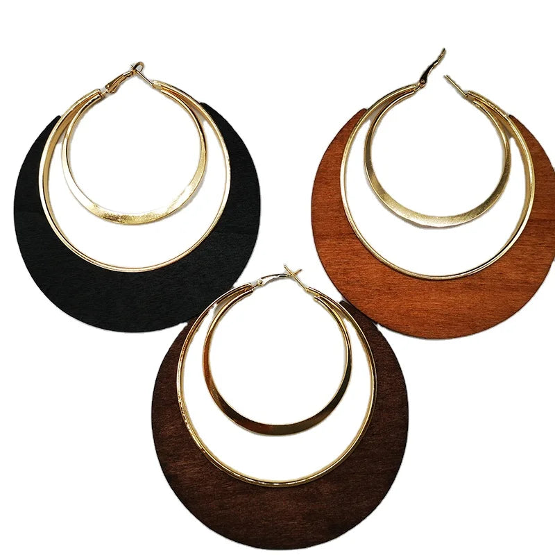 Vintage Boho Wooden Drop Earrings