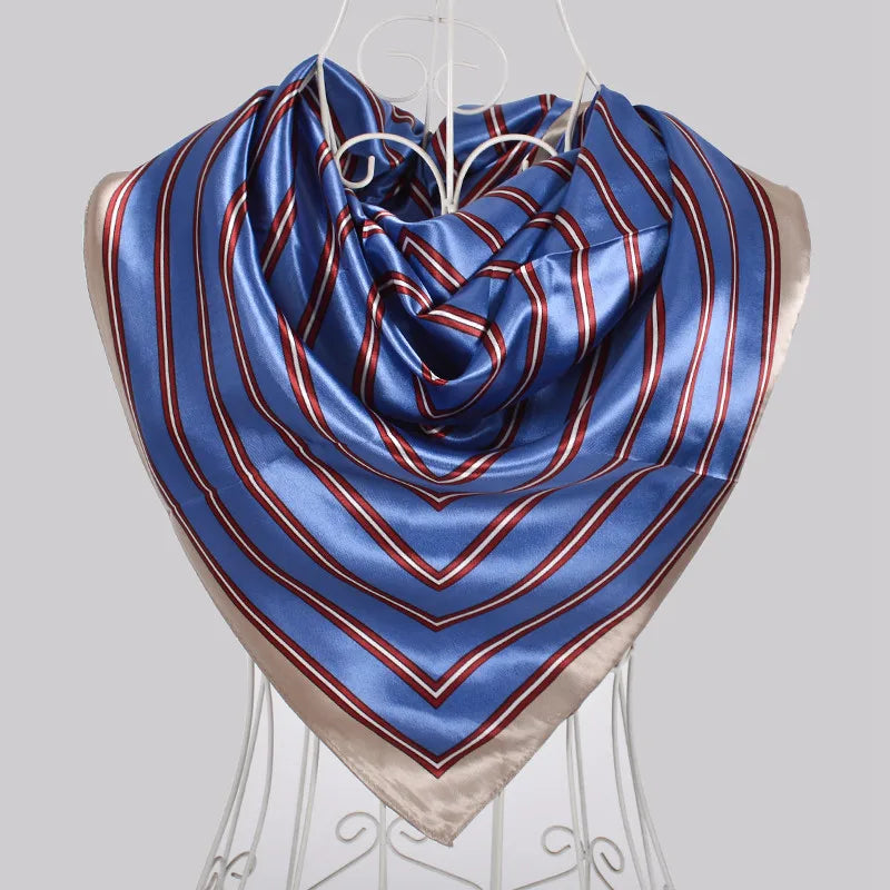 Coffee Red Rose Print Satin Square Scarf