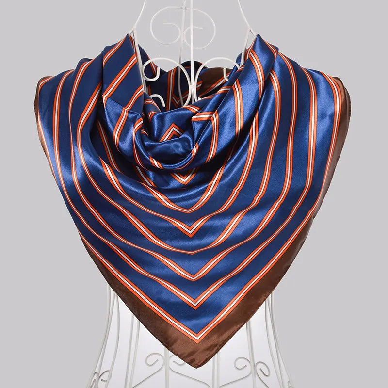 Coffee Red Rose Print Satin Square Scarf