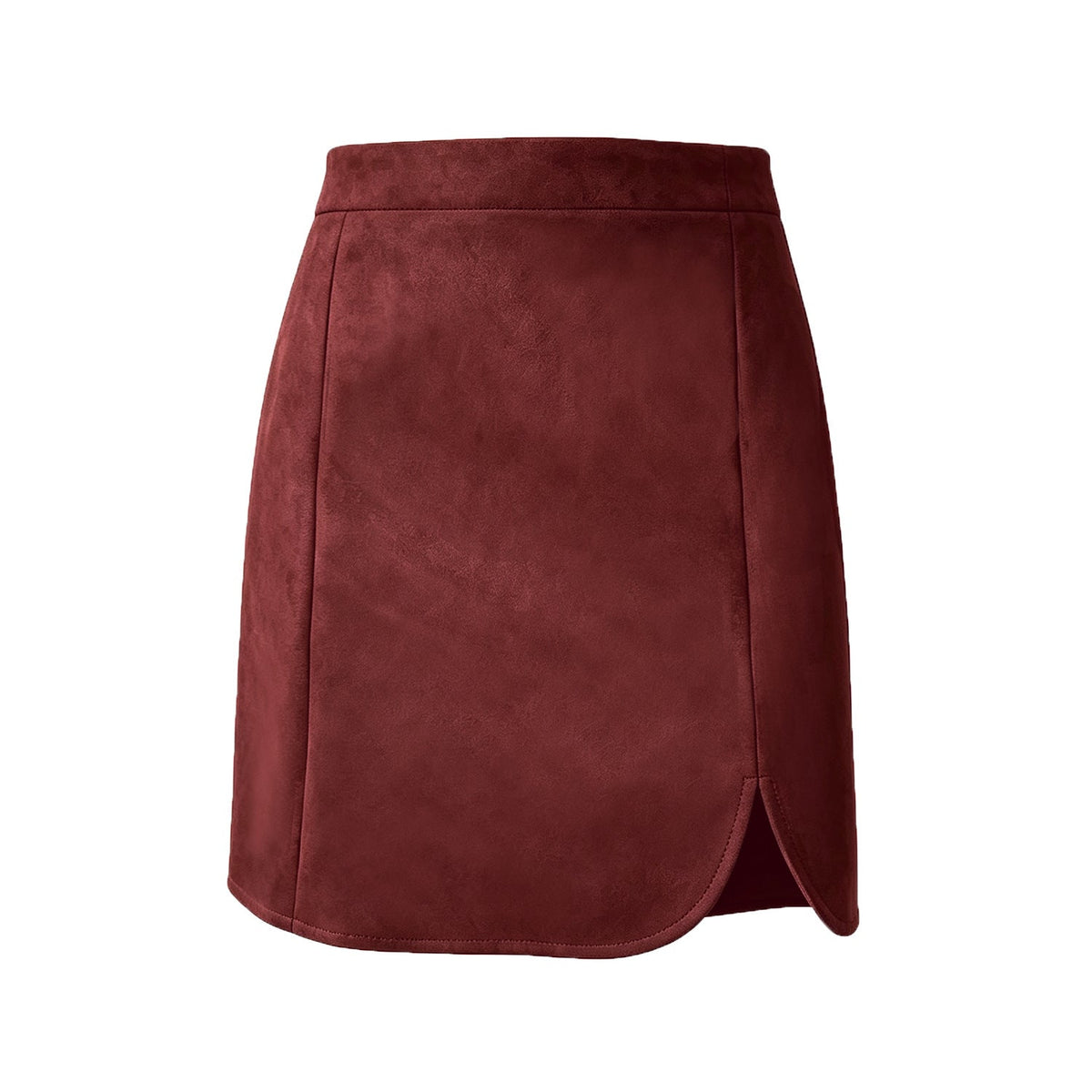 Chic High-Rise Faux Suede Bodycon Skirt with Side Split