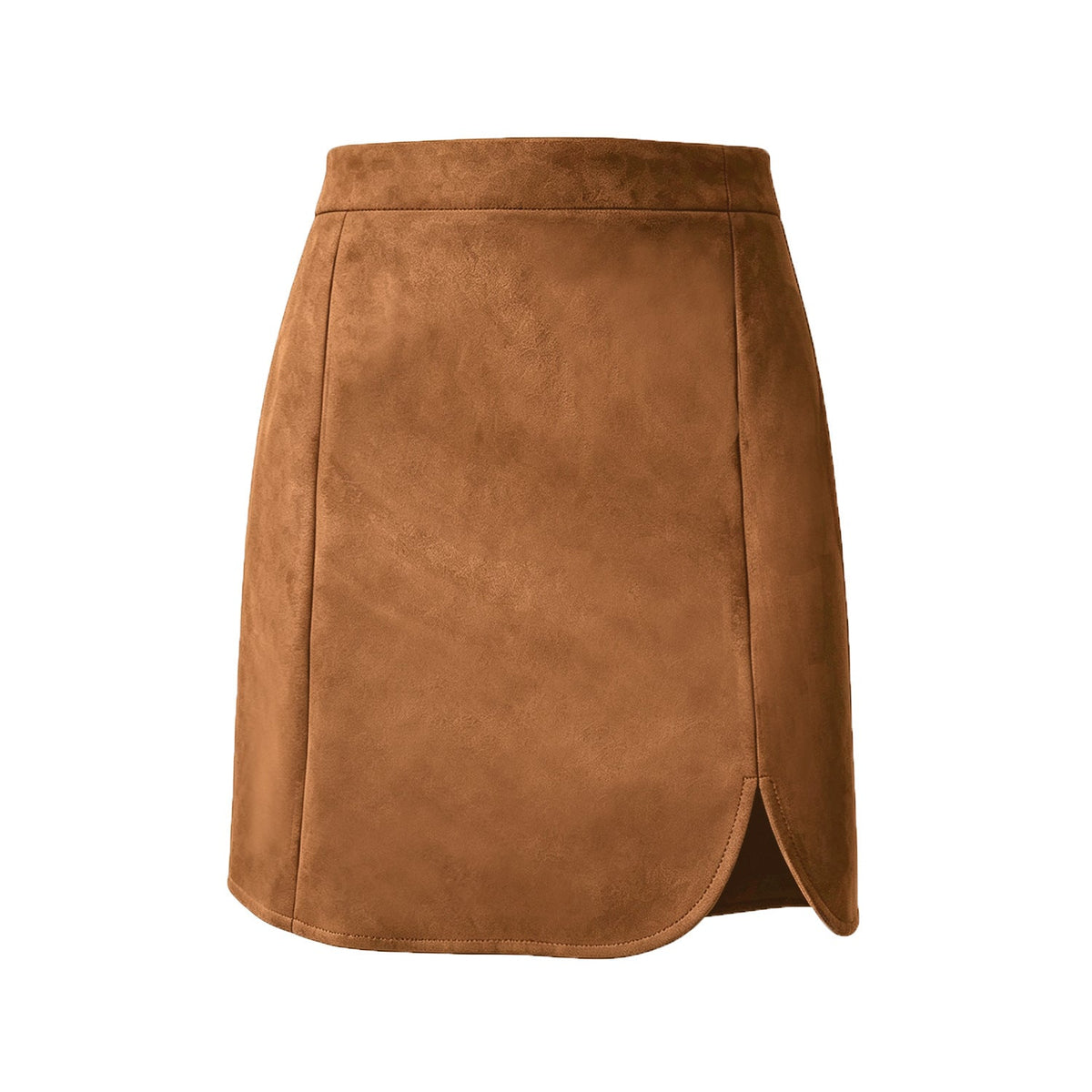 Chic High-Rise Faux Suede Bodycon Skirt with Side Split