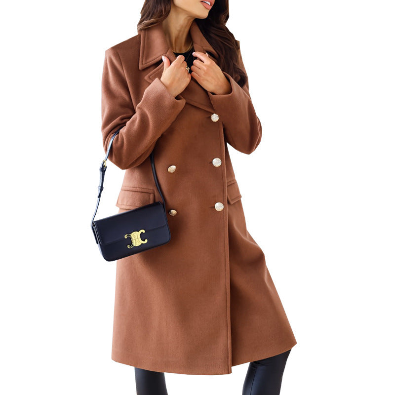 Classic Double-Breasted Longline Woolen Coat