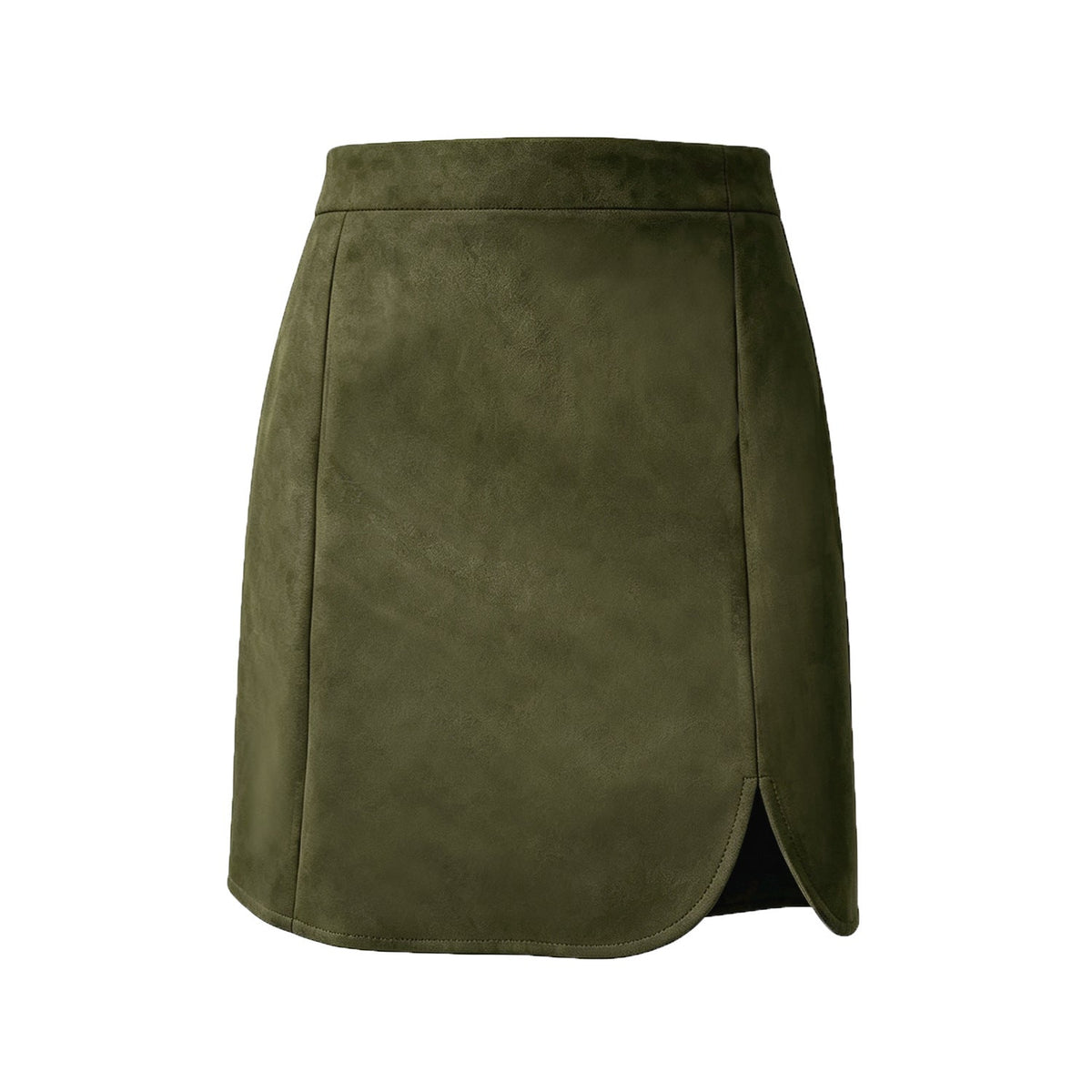 Chic High-Rise Faux Suede Bodycon Skirt with Side Split