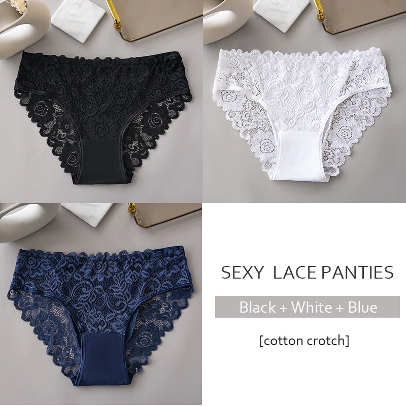 The Floral Lace Cotton-Lined Panties (3-Pack)