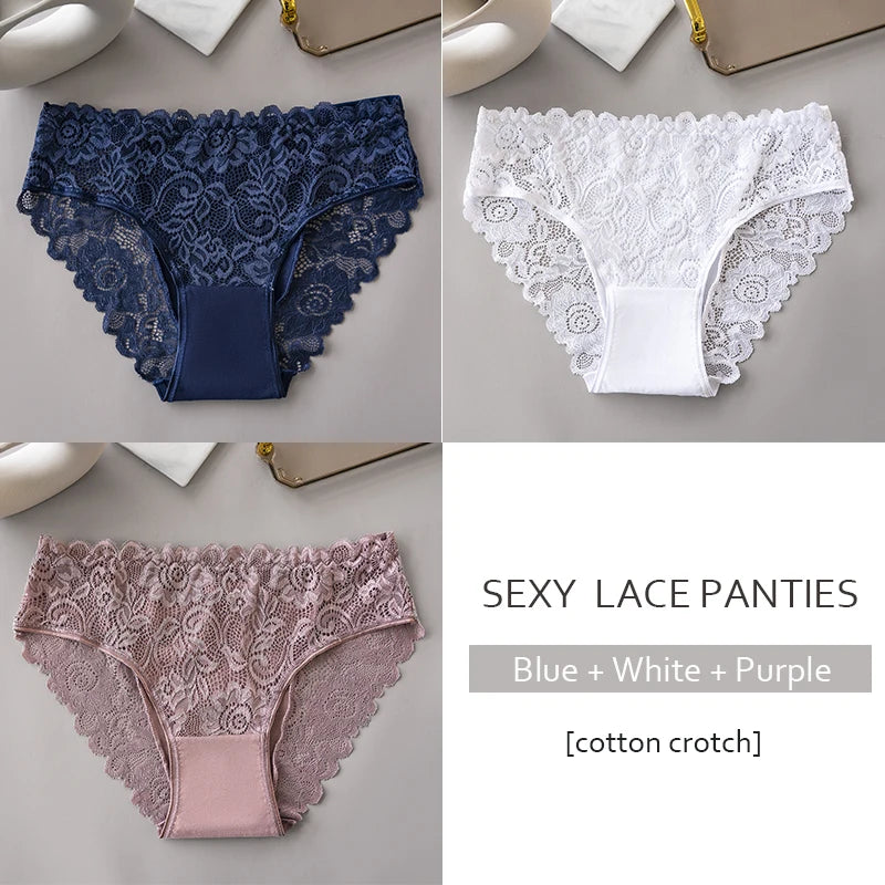 The Floral Lace Cotton-Lined Panties (3-Pack)