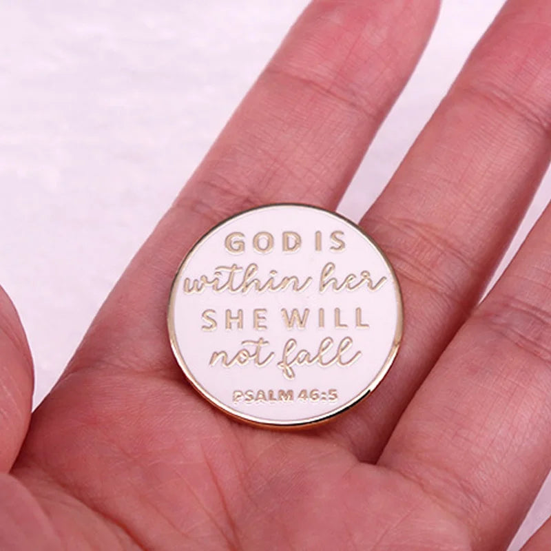 Psalm 46:5 Faith Enamel Pin Brooch