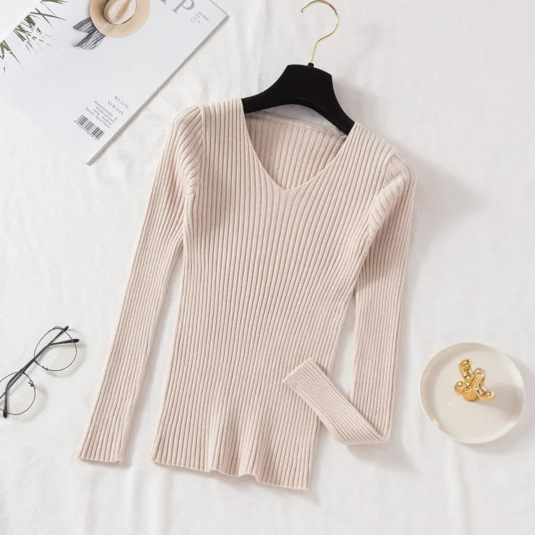 The Classic V-Neck Fine-Knit Sweater