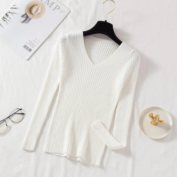 The Classic V-Neck Fine-Knit Sweater