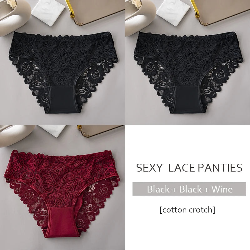 The Floral Lace Cotton-Lined Panties (3-Pack)