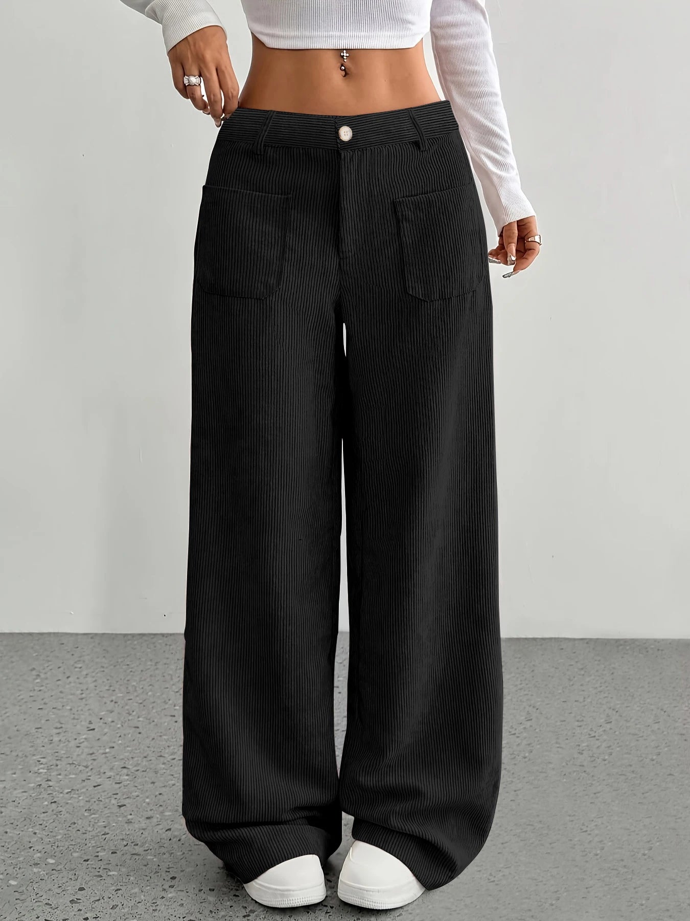 Women’s High-Waisted Corduroy Wide-Leg Pants | Casual Fall & Winter Trousers
