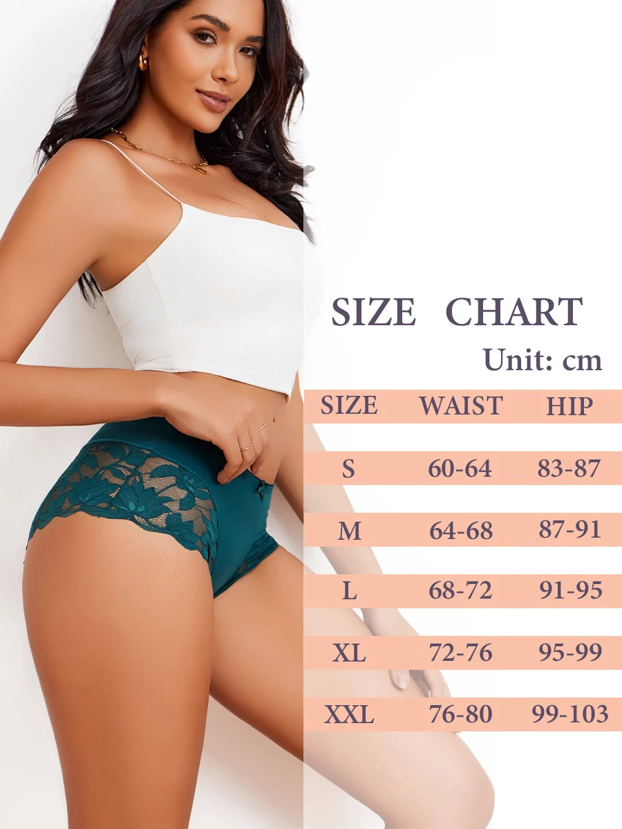Seamless Lace Patchwork Mid-Rise Panties