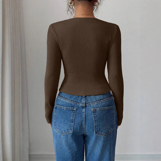 Asymmetrical Pleated Long Sleeve T-Shirt Top