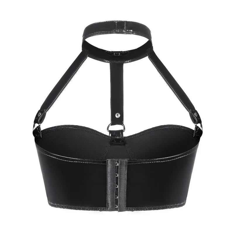 The Glossy Faux Latex Halter Bralette